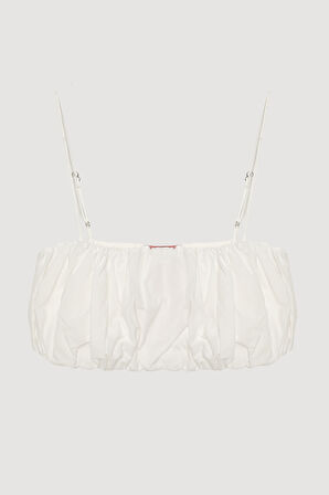 İnce Askılı Balon Büstiyer Bluz Ekru