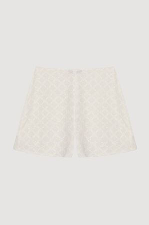 Fisto Detaylı Mini Şort Ekru