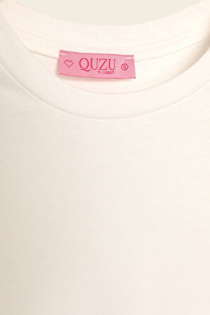 Bisiklet Yaka Oversize Basic Tişört Ekru