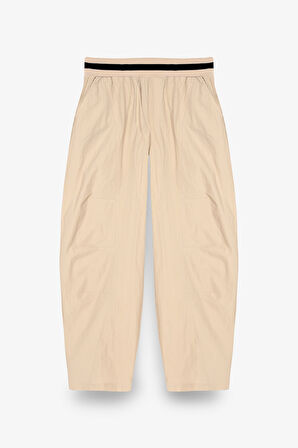 Beli Ribanalı Paraşüt Pantolon Bej