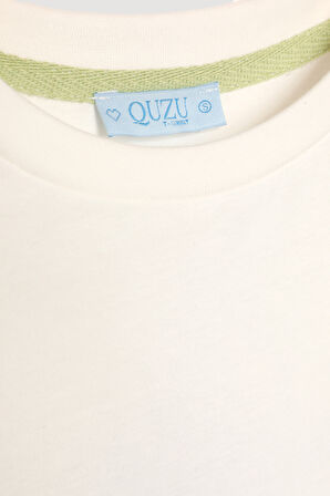 Deniz Yıldızı Sırtı Baskılı Tişört Ekru