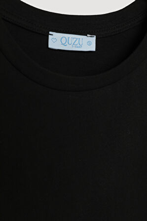 Bisiklet Yaka Oversize Basic Tişört Siyah