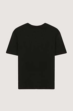 Bisiklet Yaka Oversize Basic Tişört Siyah