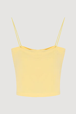 Modal Askılı Crop Basic Atlet Sarı