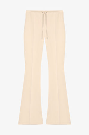 Beli Bağcıklı Dikiş Detaylı İspanyol Paça Pantolon Bej