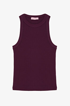 Halter Yaka Basic Fitilli Atlet Mürdüm