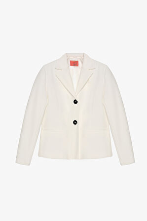Çift Düğmeli Dikiş Detaylı Blazer Ceket Ekru