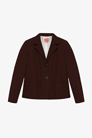 Çift Düğmeli Dikiş Detaylı Blazer Ceket Kahverengi