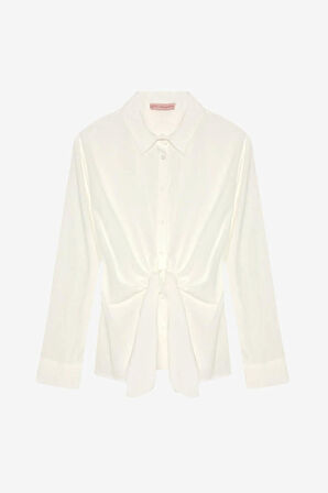 Quzu Önü Bağlama Detaylı Kadın Gömlek 26KGML00940