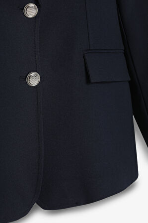 Kapak Cepli Düz Kesim Düğmeli Blazer Ceket Lacivert
