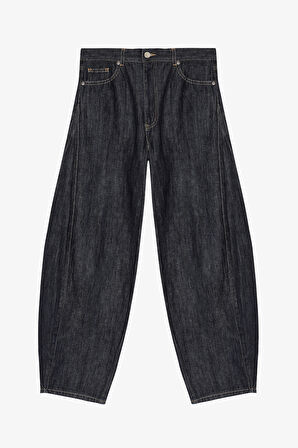 Yüksek Bel Baggy Kot Pantolon Lacivert