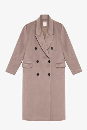 Vatkalı Yırtmaçlı Uzun Kaşe Kaban Vizon