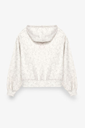 Kapüşonlu Yıkama Efektli Oversize Sweatshirt Ekru