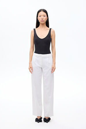 V Yaka Bodysuit Siyah