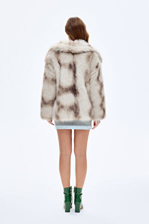 Kruvaze Yaka Kürk Kaban Vizon