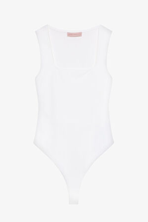 Kare Yaka Basic Bodysuit Ekru