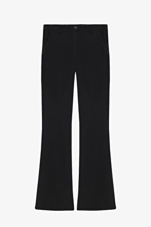 İspanyol Paça Kumaş Pantolon Siyah