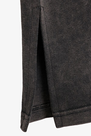 Yıkamalı Paris Baskılı Oversize Tişört Antrasit