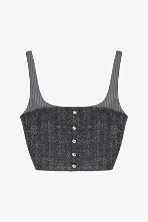 Askı Garnili Tüvit Büstiyer Bluz Antrasit