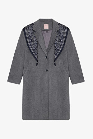 Fularlı Oversize Kaşe Kaban Antrasit