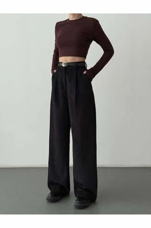 Quzu Kemerli Fitilli Kadın Pantolon 26KPNT01246