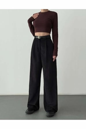 Quzu Kemerli Fitilli Kadın Pantolon 26KPNT01246