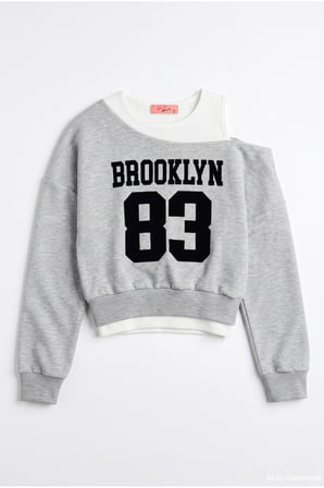 Atlet Detaylı Asimetrik Sweatshirt Grimelanj