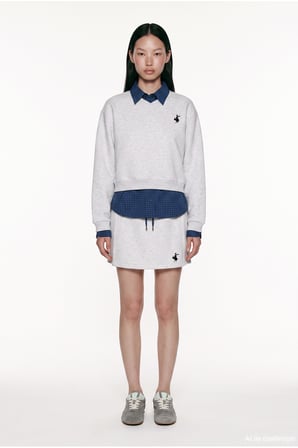 Ekose Garnili V Yaka Oversize Sweatshirt Karmelanj