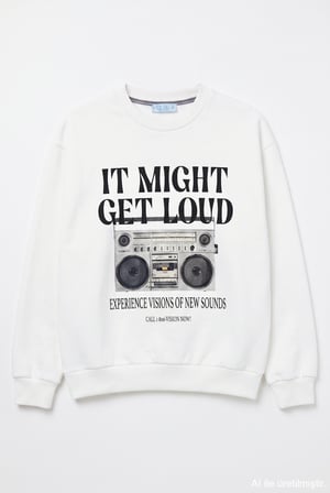 Radyo Baskılı Oversize Sweatshirt Ekru