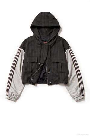 Çizgili Kapüşonlu Oversize Ceket Kahverengi