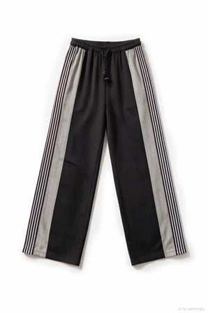 Çizgili Yan Şeritli Bol Paça Pantolon Kahverengi