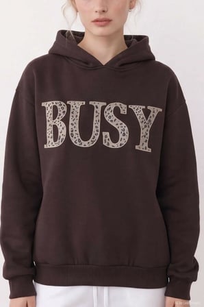 Quzu Aplike Detaylı Kapüşonlu Kadın Sweatshirt