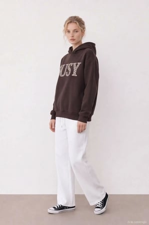 Quzu Aplike Detaylı Kapüşonlu Kadın Sweatshirt
