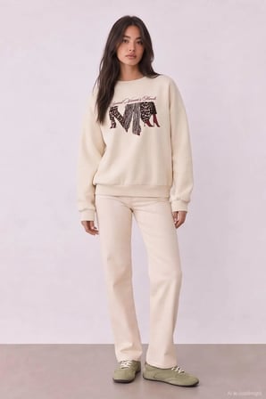 Quzu Baskı Detaylı Kadın Sweatshirt