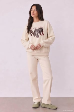 Quzu Baskı Detaylı Kadın Sweatshirt