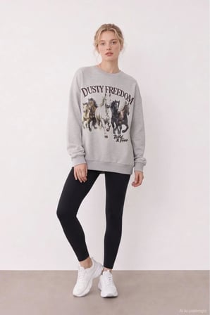 Quzu Baskı Detaylı Kadın Sweatshirt