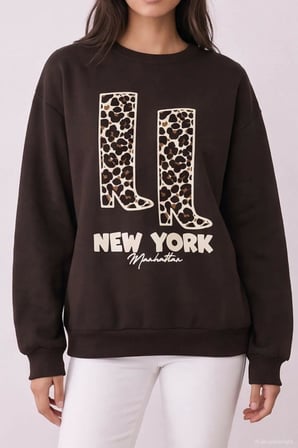 Quzu Baskı Detaylı Kadın Sweatshirt