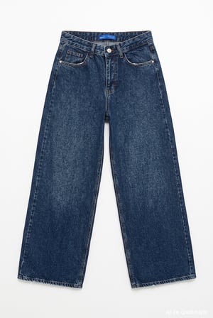 Yüksek Bel Wide Leg Kot Pantolon Lacivert