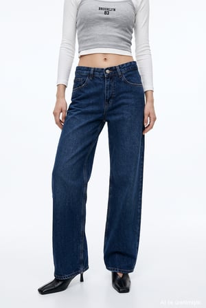 Yüksek Bel Wide Leg Kot Pantolon Lacivert