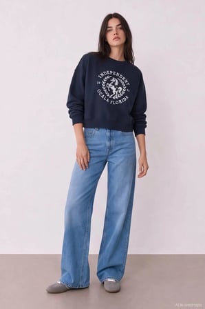 Quzu Baskı Detaylı Kadın Sweatshirt