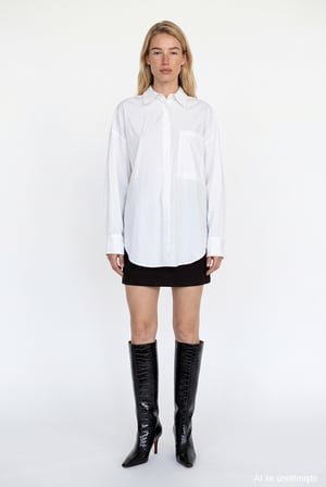 Sırtı At Nakışlı Oversize Gömlek Ekru