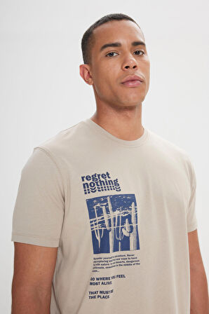 Comfort Fit Rahat Kesim %100 Pamuk Bisiklet Yaka Tişört