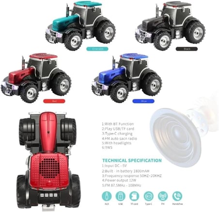 Şarjlı Nostaljik Traktör Tasarımlı Usb/aux Çıkışlı Fm Radyolu Bluetooth Hoparlör Speaker ()