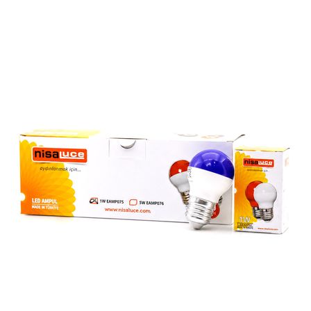 10 ADET 1W E27 MAVİ YUVARLAK GECE LAMBASI LED AMPUL EAMP-075 (5582)