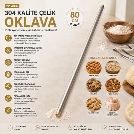6 ADET 80CM ÇELİK LUX METAL OKLAVA (5582)
