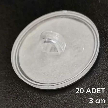 20 Adet Şeffaf Yuvarlak 3 Cm Çaplı Güçlü Disk Yapışkanlar (5582)