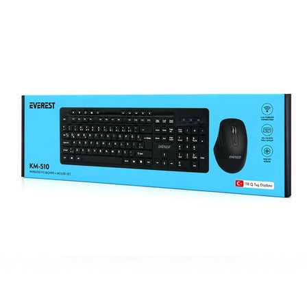 KABLOSUZ MULTİMEDİA KLAVYE - MOUSE SETİ SİYAH Q KLAVYE KM-510 (5582)