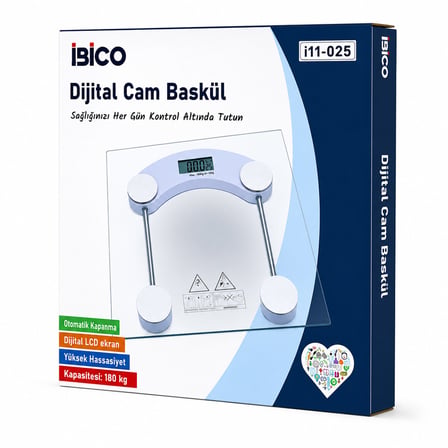 DİJİTAL - PİLLİ KARE BANYO BASKÜL TERAZİ TARTI LCD EKRAN 180KG/0.1G 30X30CM İ11-025 (5582)