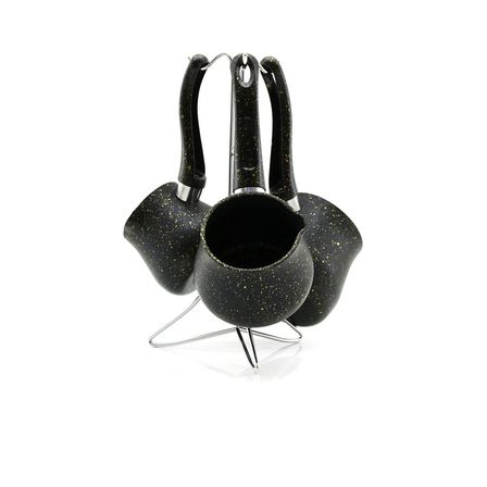 4PCS 230-280-380ML GRANİT - ÇELİK CEZVE RENKLİ METAL STANDLI (5582)