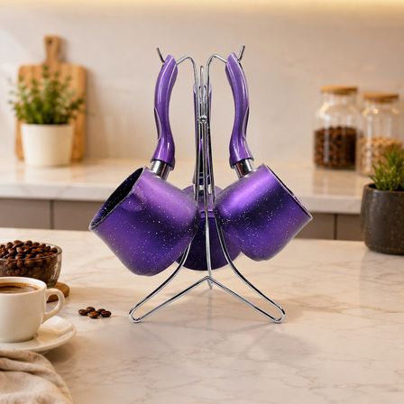 4PCS 230-280-380ML GRANİT - ÇELİK CEZVE RENKLİ METAL STANDLI (5582)